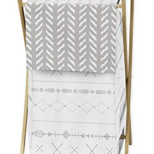 Sweet Jojo Designs Grey and White Boho Tribal Herringbone Arrow Baby Kid Clothes Laundry Hamper for Gray Woodland Forest Friends Collection