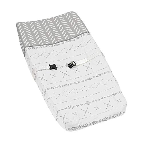 Sweet Jojo Designs Grey and White Boho Tribal Herringbone Arrow Unisex Boy or Girl Baby Nursery Changing Pad Cover for Gray Woodland Forest Friends Collection