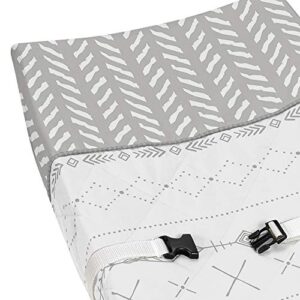 Sweet Jojo Designs Grey and White Boho Tribal Herringbone Arrow Unisex Boy or Girl Baby Nursery Changing Pad Cover for Gray Woodland Forest Friends Collection