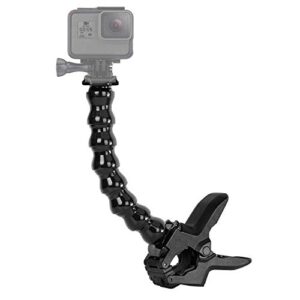 eyeon jaws flex clamp mount accessory holder with adjustable gooseneck arm for gopro 2018 7 6 5 4 3, xiaomi yi 4k, sjcam, campark, apeman, crosstour, victure camera
