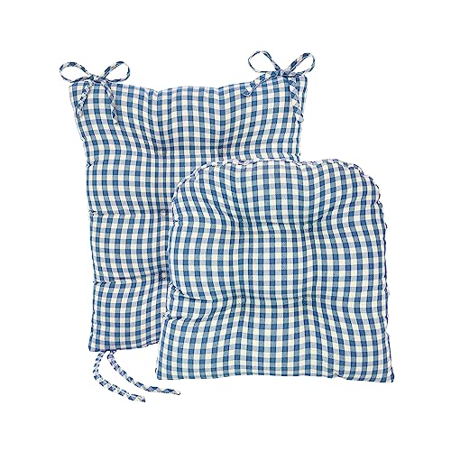 Klear Vu Gingham Oversized Rocker Seat Cushion Gripper Backing, 21", 2 Piece Set, Wedgewood