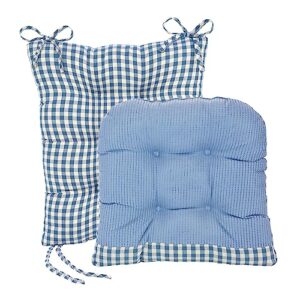 Klear Vu Gingham Oversized Rocker Seat Cushion Gripper Backing, 21", 2 Piece Set, Wedgewood