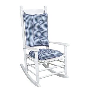 Klear Vu Gingham Oversized Rocker Seat Cushion Gripper Backing, 21", 2 Piece Set, Wedgewood