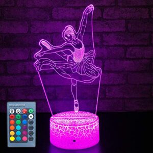 flyonsea kids ballet gifts,ballet girls light ballet dancer 16 color changing nightlight with touch and remote control, ballet art decor light birthday christmas gifts for kids girls baby