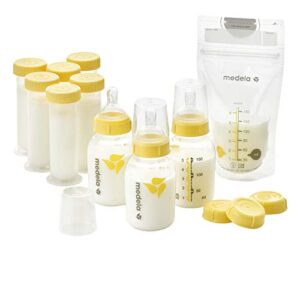 medela breastfeeding gift count, breast milk storage system; bottles, nipples, travel caps, breastmilk storage bags and more, made without bpa