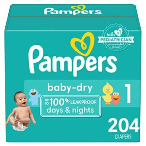 diapers size 1, 204 count - pampers baby dry disposable diapers