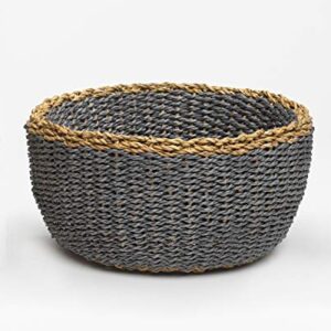 Fab Habitat Large Storage Basket with Handles - Handmade, Natural, Seagrass - Wicker Organizer for Blankets, Towels, Pillows, Toys, Laundry, Baby, Kids, Plants, Home Décor - Fez - Dark L