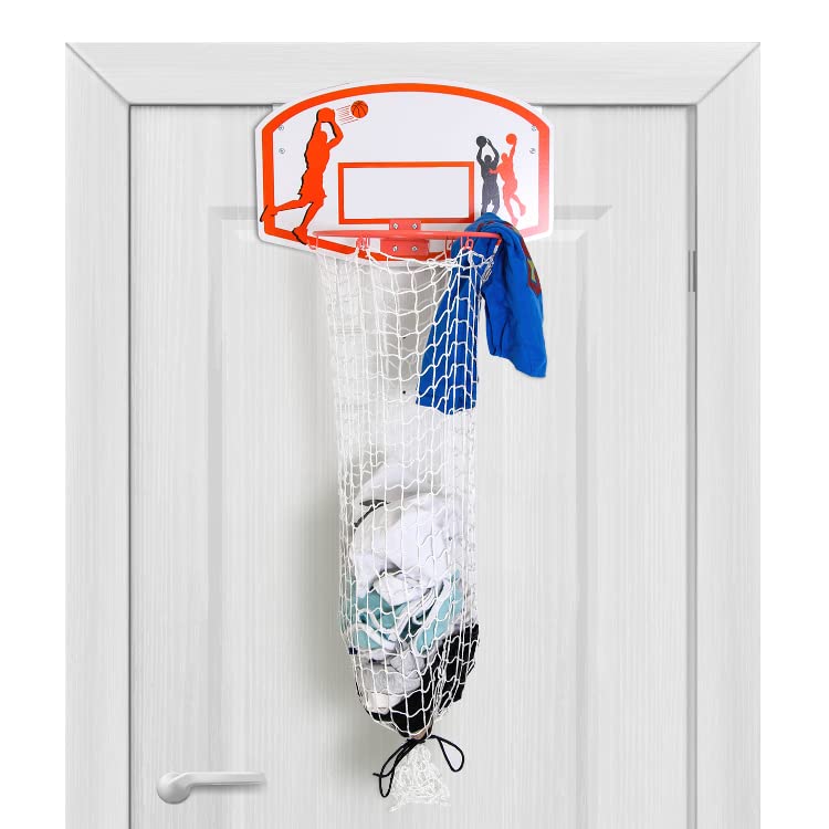 Bundaloo Basketball Laundry Hamper - Over The Door 2 In 1 Hanging Basketball Hoop Or Laundry Hamper Boys & Girls Room Decor - Fun Gift