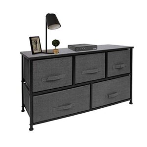 east loft extra wide dressers for bedroom cheap closet dresser for nursery - storage dresser with 5 fabric drawers - easy assembly small dresser for closet kids clothes organizer (charcoal)