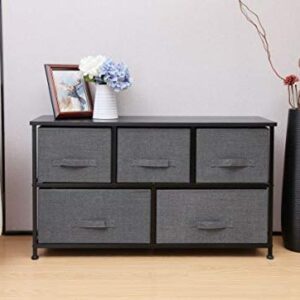 East Loft Extra Wide Dressers for Bedroom Cheap Closet Dresser for Nursery - Storage Dresser with 5 Fabric Drawers - Easy Assembly Small Dresser for Closet Kids Clothes Organizer (Charcoal)