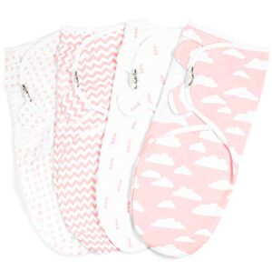baebae goods swaddle blanket, adjustable infant baby swaddling wrap set of 4, baby swaddling wrap blankets for boys and girls made in soft cotton (0-3 months)