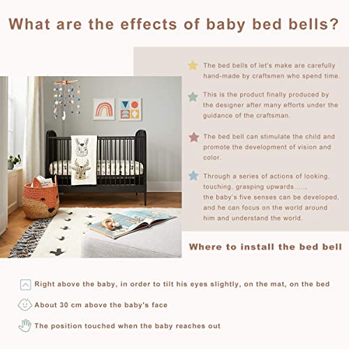 Baby Crib Mobile Wooden Wind Chime Bed Bell,Nursery Mobile Crib Bed Bell Baby Bedroom Ceiling Wooden Beads Wind Chime Hanging