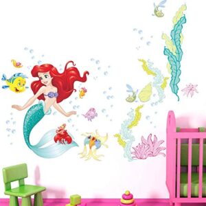 Esmee Marine Mermaid Girl's Bedroom Wall Decals Stickers Wall Stickers Peel and Stick Removable Wall Stickers for Kids Nursery Bedroom Lovely Bathroom Living Room