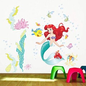 Esmee Marine Mermaid Girl's Bedroom Wall Decals Stickers Wall Stickers Peel and Stick Removable Wall Stickers for Kids Nursery Bedroom Lovely Bathroom Living Room