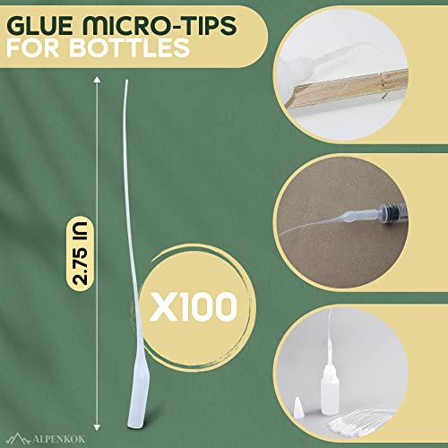 100Pcs Needle Tip Glue Bottle Applicator - Nail Tip Glue Bottles with Fine Tip Precision Tip Applicator Bottle for Hobby Glue Pen Microfine Glue Tips - Epoxy Glue Pens for Crafting Fine Tip for Glue