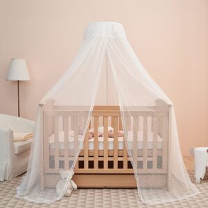 baby bed canopy with adjustable clip-on stand baby crib cot net tent hanging dome curtain netting see through mesh bed cover net stand rod