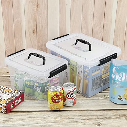 Yubine 2 Pack Clear Plastic Storage Box, Latching Bin with Lid and Handle (12 Quart &6 Quart)