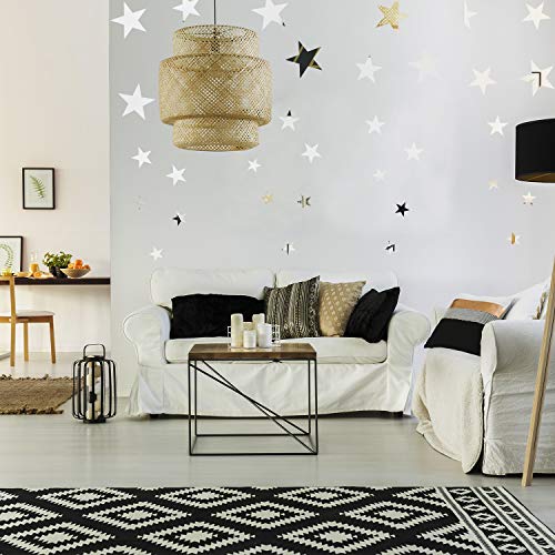 32 Pieces Removable Star Mirror Stickers Acrylic Mirror Setting Wall Sticker Decal for Home Living Room Bedroom Decor (Silver)