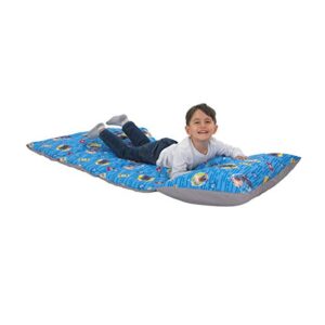 puppy dog pals - blue, grey, yellow, and red deluxe easy fold toddler nap mat