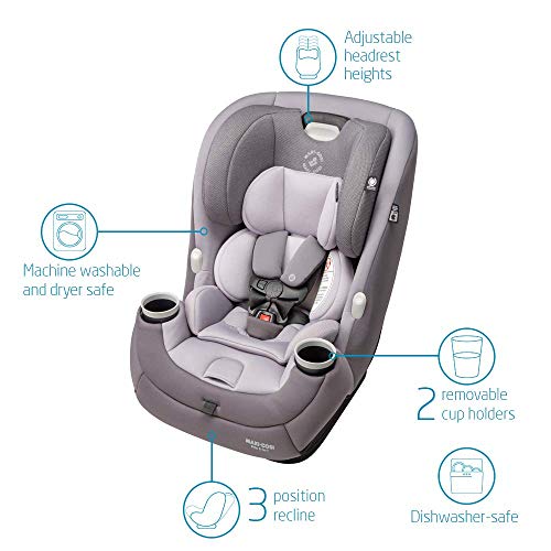 Maxi-Cosi Pria All-in-One Convertible Car Seat, rear-facing, from 4-40 pounds; forward-facing to 65 pounds; and up to 100 pounds in booster mode, Silver Charm