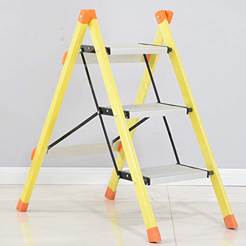 PENGJIE Folding Ladder Step Stool Ladder 3 Step Folding Aluminum Stool Heavy Duty Steel Portable Anti Slip Mat Tread Compact 120 Kg Capacity