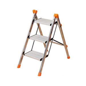 pengjie folding ladder step stool ladder stool 3 step folding aluminum heavy duty steel portable anti slip mat tread compact 150 kg capacity