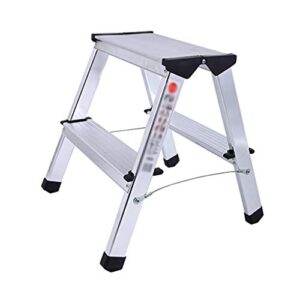 pengjie folding ladder step stool ladder stool 2 step folding aluminum heavy duty steel portable anti slip mat tread compact 150 kg capacity for home office