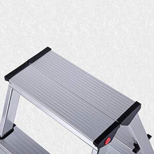 PENGJIE Folding Ladder Step Stool Ladder Stool 2 Step Folding Aluminum Heavy Duty Steel Portable Anti Slip Mat Tread Compact 150 Kg Capacity for Home Office