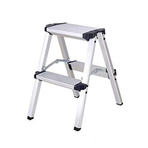 pengjie folding ladder step stool ladder stool 2 step folding aluminum heavy duty steel portable anti slip mat tread compact 150 kg capacity