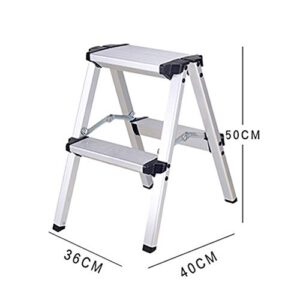 PENGJIE Folding Ladder Step Stool Ladder Stool 2 Step Folding Aluminum Heavy Duty Steel Portable Anti Slip Mat Tread Compact 150 Kg Capacity