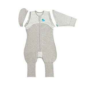 love to dream swaddle up transition suit 1.0 tog, gray, large, 19-24 lbs, patented zip-off wings and unique self-soothing sleeves, safely transition from swaddled to arms-free before rolling over