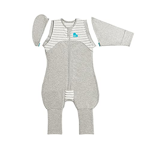 Love to Dream Swaddle UP Transition Suit 1.0 TOG, Gray, Large, 19-24 lbs, Patented Zip-Off Wings and Unique Self-Soothing Sleeves, Safely Transition from Swaddled to Arms-Free Before Rolling Over