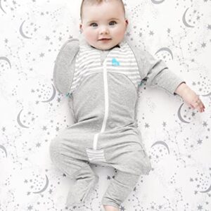 Love to Dream Swaddle UP Transition Suit 1.0 TOG, Gray, Large, 19-24 lbs, Patented Zip-Off Wings and Unique Self-Soothing Sleeves, Safely Transition from Swaddled to Arms-Free Before Rolling Over