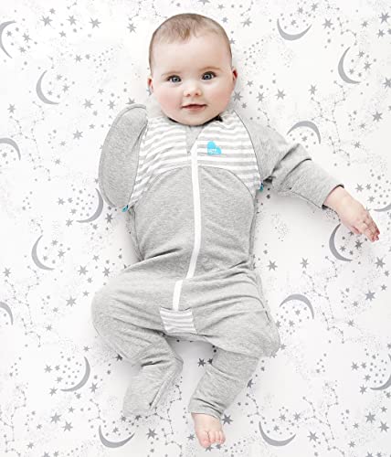 Love to Dream Swaddle UP Transition Suit 1.0 TOG, Gray, Large, 19-24 lbs, Patented Zip-Off Wings and Unique Self-Soothing Sleeves, Safely Transition from Swaddled to Arms-Free Before Rolling Over