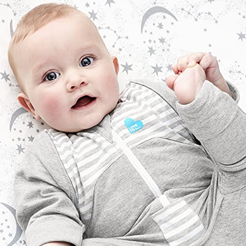 Love to Dream Swaddle UP Transition Suit 1.0 TOG, Gray, Large, 19-24 lbs, Patented Zip-Off Wings and Unique Self-Soothing Sleeves, Safely Transition from Swaddled to Arms-Free Before Rolling Over