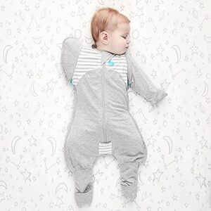 Love to Dream Swaddle UP Transition Suit 1.0 TOG, Gray, Large, 19-24 lbs, Patented Zip-Off Wings and Unique Self-Soothing Sleeves, Safely Transition from Swaddled to Arms-Free Before Rolling Over