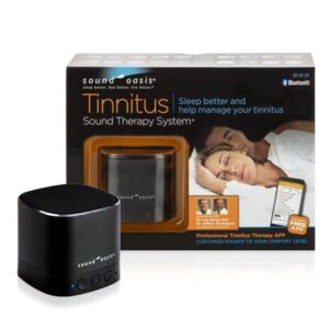sound oasis® bluetooth® tinnitus sound therapy system®, sleep better, help manage and mask tinnitus tinnitus relief, improves sleep, includes 20 built-in made for tinnitus sounds