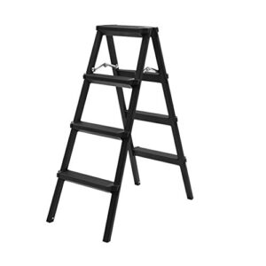 pengjie folding ladder step stool ladder stool 4 step folding aluminum heavy duty steel portable anti slip mat tread compact 150 kg capacity