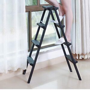 PENGJIE Folding Ladder Step Stool Ladder Stool 4 Step Folding Aluminum Heavy Duty Steel Portable Anti Slip Mat Tread Compact 150 Kg Capacity