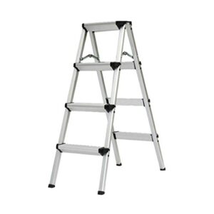 PENGJIE Folding Ladder Step Stool Ladder Stool 4 Step Folding Aluminum Heavy Duty Steel Portable Anti Slip Mat Tread Compact 150 Kg Capacity