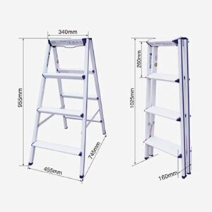 PENGJIE Folding Ladder Step Stool Ladder 4 Step Folding Aluminum Stool Heavy Duty Steel Portable Anti Slip Mat Tread Compact 120 Kg Capacity