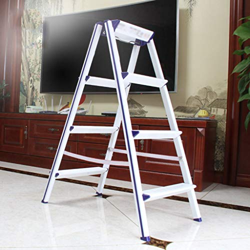 PENGJIE Folding Ladder Step Stool Ladder 4 Step Folding Aluminum Stool Heavy Duty Steel Portable Anti Slip Mat Tread Compact 120 Kg Capacity