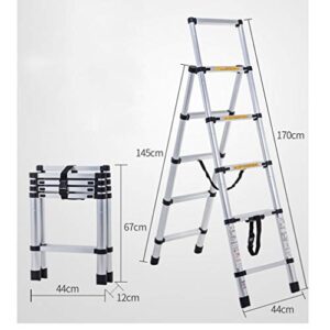 PENGJIE Folding Ladder Step Stool Aluminium Portable Telescopic Ladder 5 Step A-Frame Multi-Purpose Folding Ladder