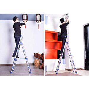 PENGJIE Folding Ladder Step Stool Telescopic Ladder 5 Step Folding Portable Aluminium Ladder A-Frame Multi-Purpose