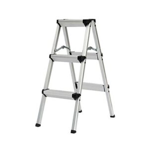 PENGJIE Folding Ladder Step Stool Ladder Stool 3 Step Folding Aluminum Heavy Duty Steel Portable Anti Slip Mat Tread Compact 150 Kg Capacity