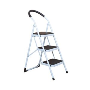 PENGJIE Folding Ladder Step Stool Ladder Stool 3 Step Folding Heavy Duty Steel Portable Anti-Slip Mat 150 Kg Capacity