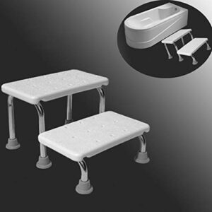 PENGJIE Folding Ladder Step Stool 2 Step Ladder Stool with Leaking Holes Anti Slip Stainless Steel Shower Stool Pedal Stool