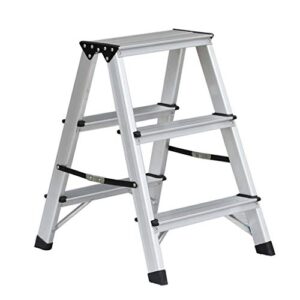 pengjie folding ladder step stool ladder stool 3 step folding aluminum heavy duty steel portable anti slip mat tread compact 150 kg capacity for home office