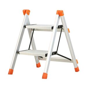 pengjie folding ladder step stool ladder stool 2 step folding heavy duty steel portable anti slip mat tread compact 150 kg capacity