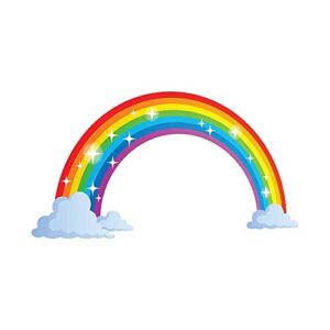 rainbow wall decals wich clouds, peel and stick removable wall stickers for kids nursery bedroom living room,wall decor 28.7 x15.7inch